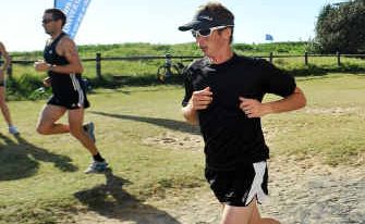 Racing to win: Winner of 5km course Joel Harrigan (foreground) and the 10km course Tim Kitching (background). Racing to win: Winner of 5km course Joel Harrigan (foreground) and the 10km course Tim Kitching (background).